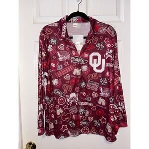Oklahoma university football lounge pajama top women’s 2x new with tags